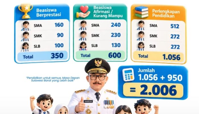 Tekan Anak Tidak Sekolah, Pemprov Sulbar Salurkan Bantuan untuk 2.006 Siswa