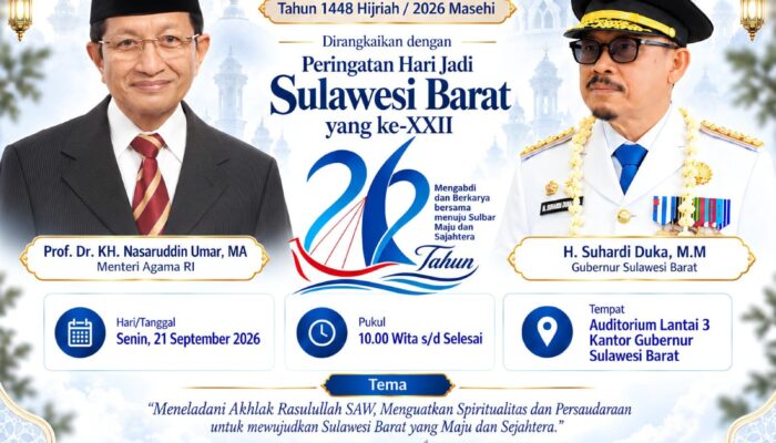 Maulid Nabi 1448 H di Sulbar Dihadiri Menteri Agama, Digelar Bersamaan HUT ke-22