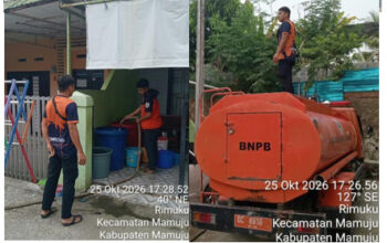 Bantu Warga Terdampak Kemarau, BPBD Sulbar Salurkan 7.000 Liter Air Bersih di Mamuju